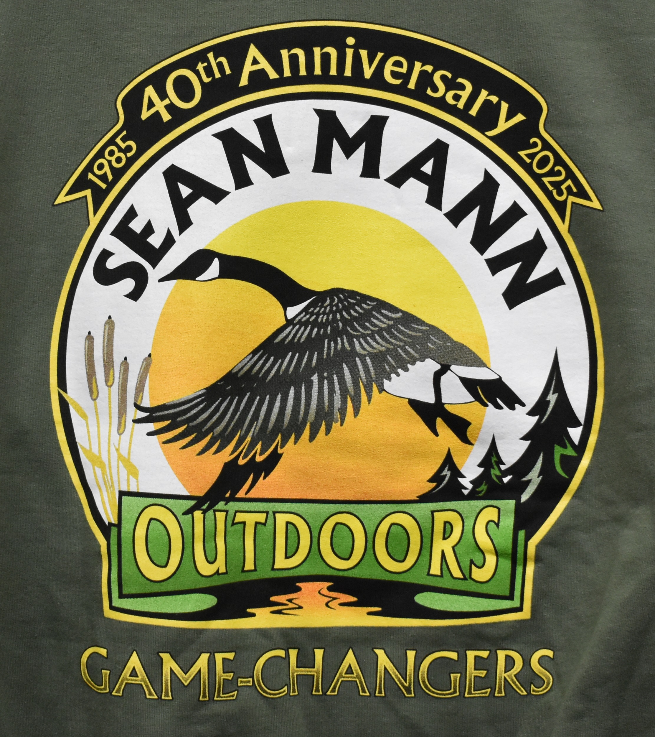 Sean Mann Outdoors Logo Full Color Hoodie "40th Anniversary"- Olive Green